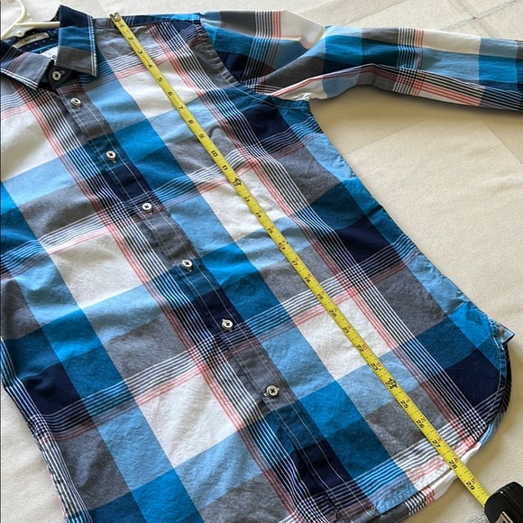 Express Blue and White Casual Button Down Shirt - Picture 5 of 6